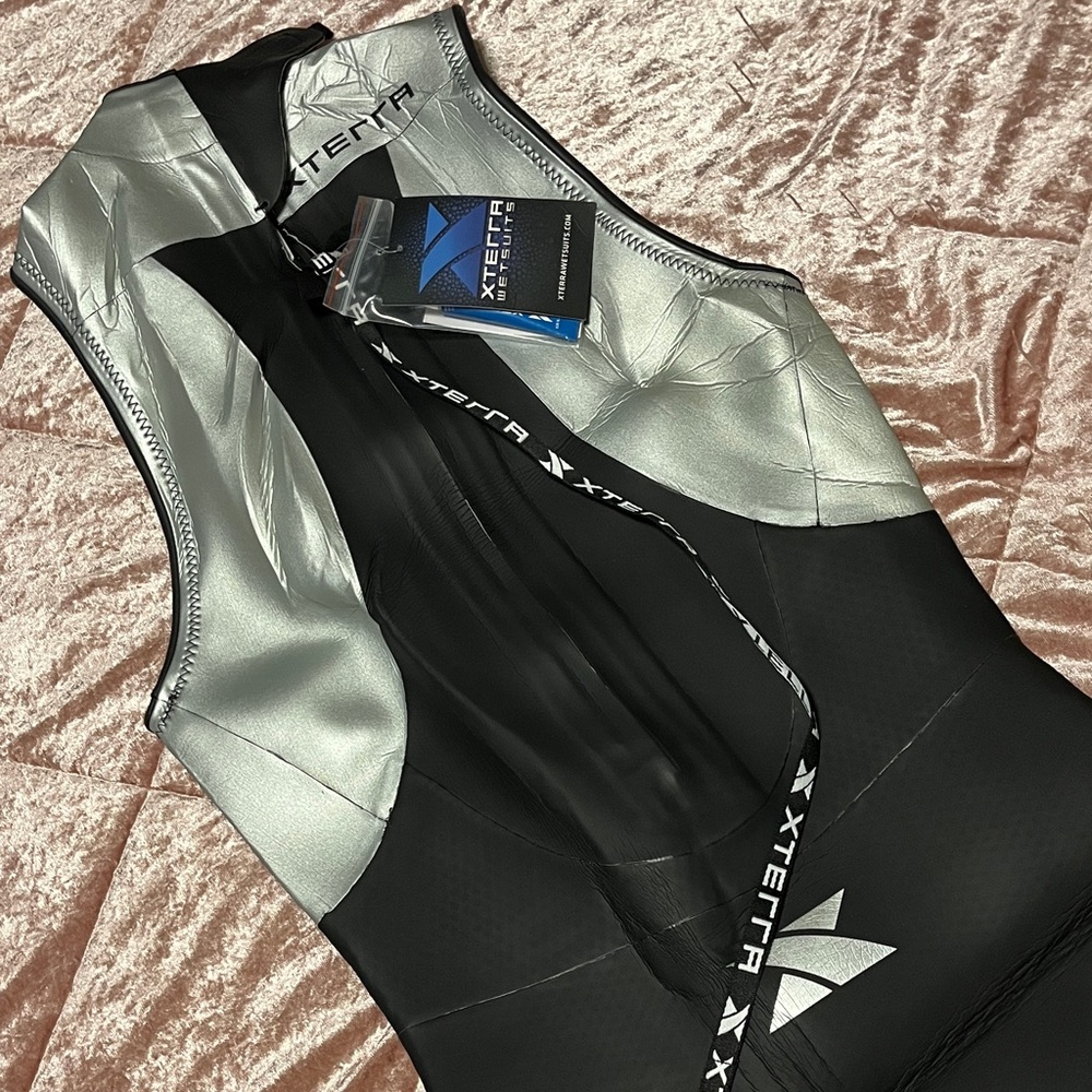 Women's Black and Silver Swim One Piece